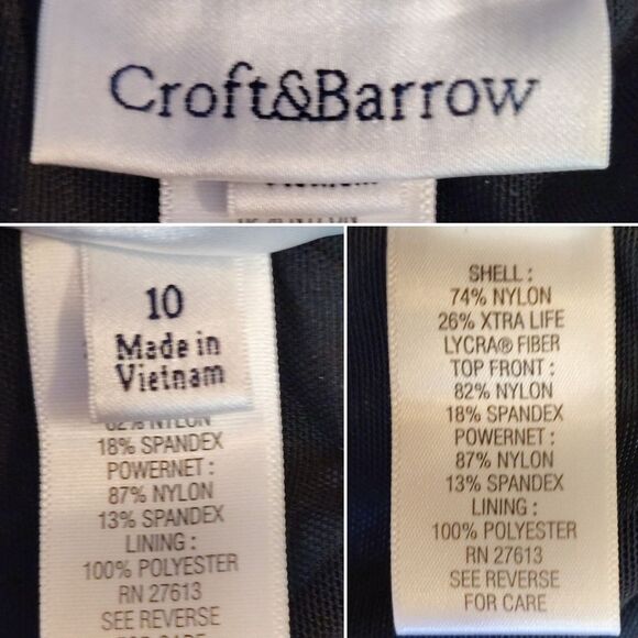 Croft & Barrow Black Purple Tropical One Piece Slimming Swimsuit Size 10 NWT - Picture 8 of 10